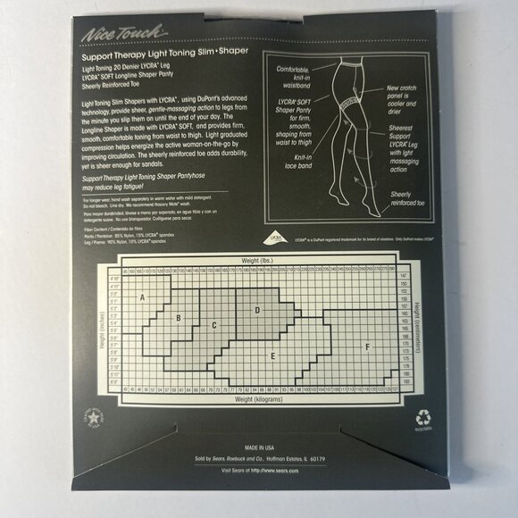 5 x Nice Touch Support Therapy Pantyhose Plus Sz E Black/Taupe New VTG Shapers - Picture 6 of 12